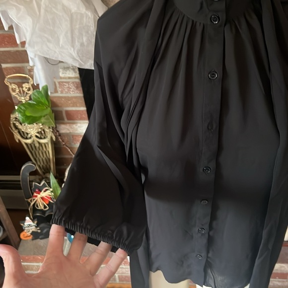 NY&Co Secretary Pu55y Bow Blouse 3/4 Sleeve - Picture 4 of 5